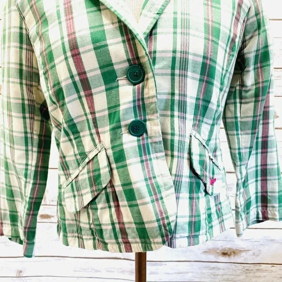 AMERICAN EAGLE Women Long Sleeve Button Down Plaid Collared Jacket Small Petite - Picture 3 of 11